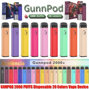 Gunnpod 2000 вдлъбнатини Предварително напълнени Vappe 1250mAh батерия e цигара, deivce 18350 8ml изпарител стартов комплект срещу елф bar 20 flavs писалка pod puff gunpod